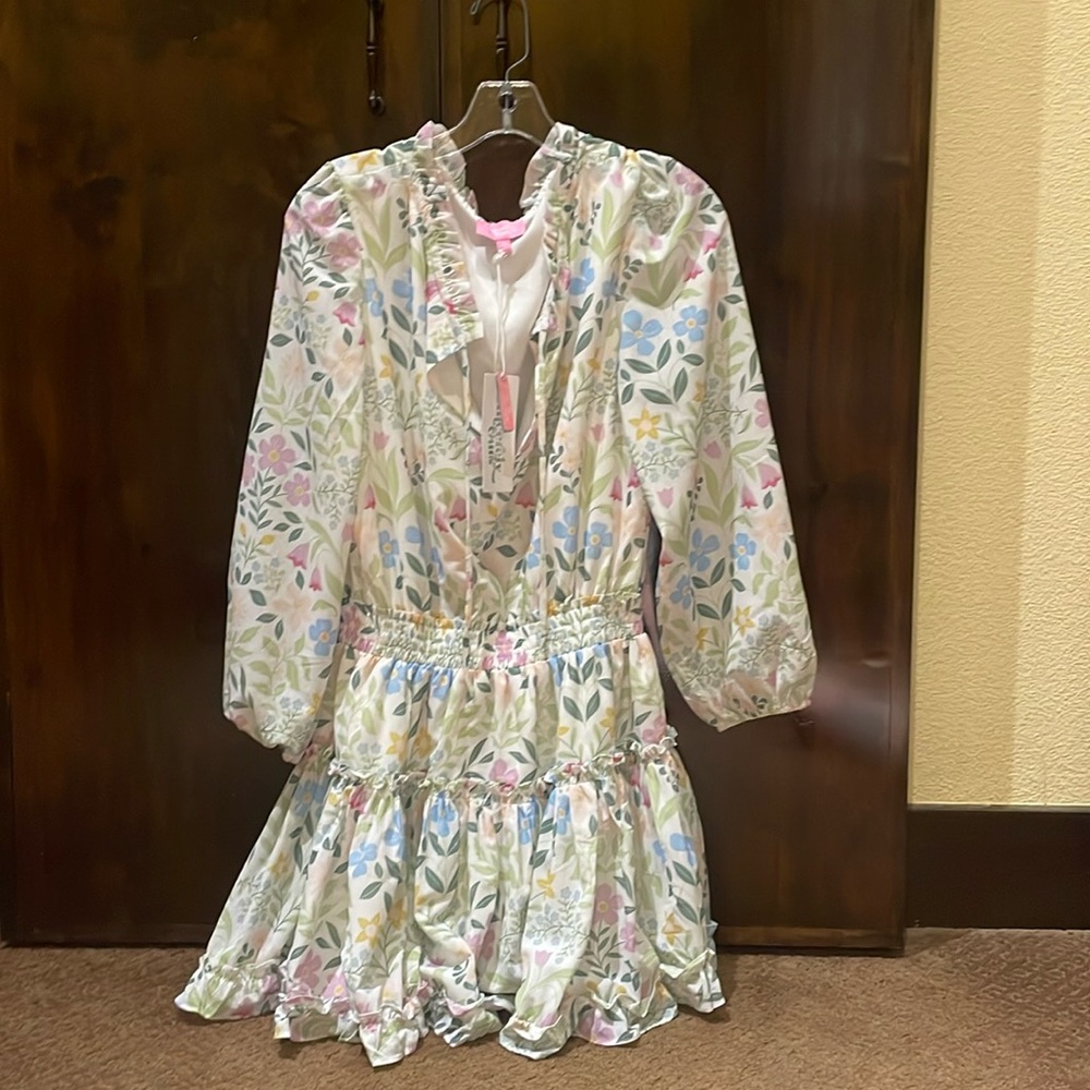 Pastel spring floral mini dress